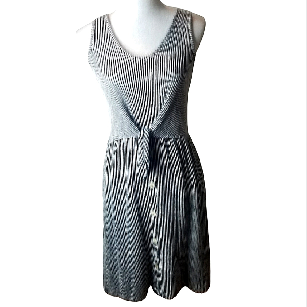 Caution To The Wind Striped Tie Front  Dress